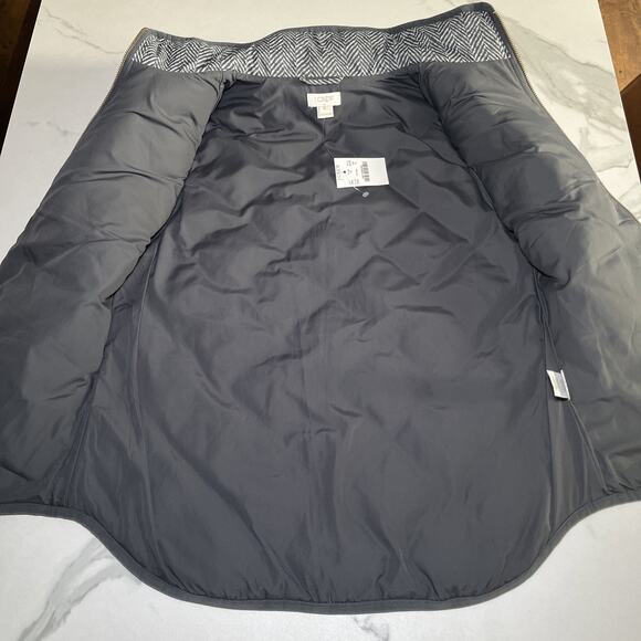 J CREW Puffer Vest Gray Herringbone Pattern Down Filled w/Pockets Size Small NWT - Picture 8 of 11